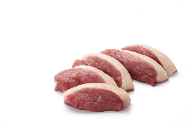 Raw duck breast pieces with skin isolated Duck Breast Pieces